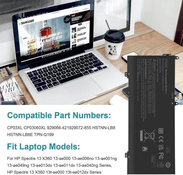 11.55V Battery for HP CP03XL CPO3XL CP03060XL HSTNN-LB8E 929066-421 929072-855 HSTNN-LB8