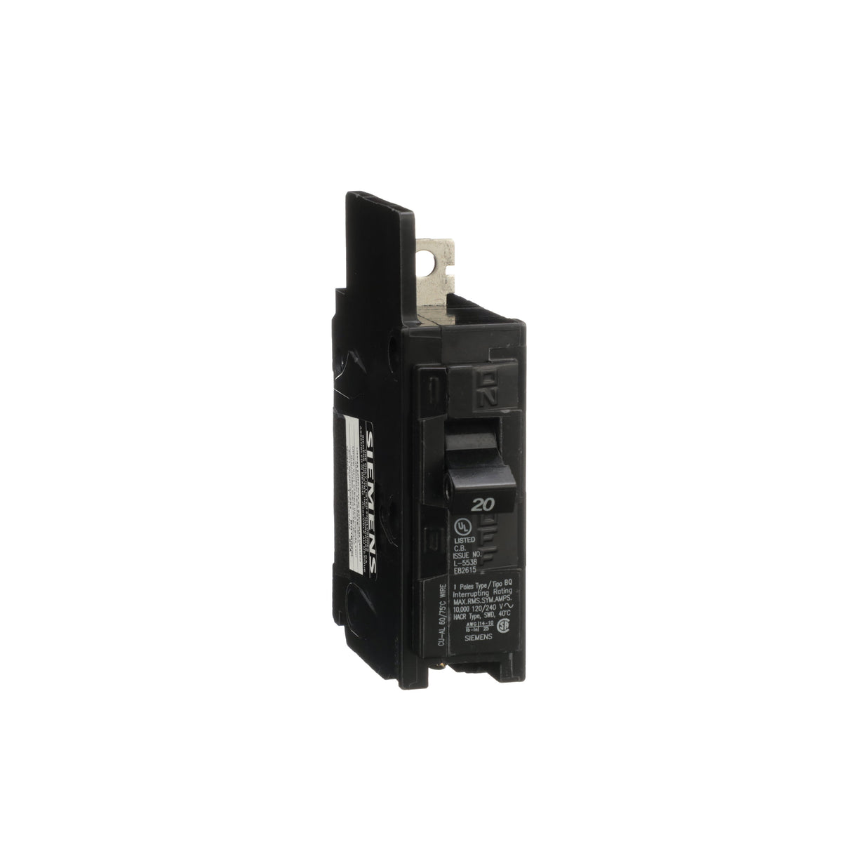 BQ1B020 - Siemens 20A 1-Pole 120/240V Bolt-On Circuit Breaker