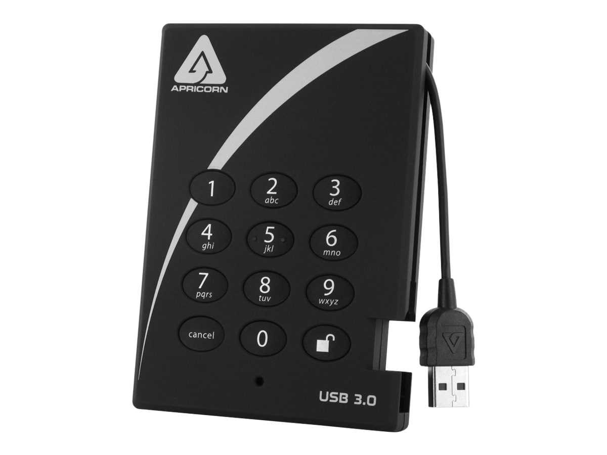 Apricorn 2TB AES-XTS Padlock Secure USB 3.0 256-bit Encrypted External Hard Drive (TAA Compliant