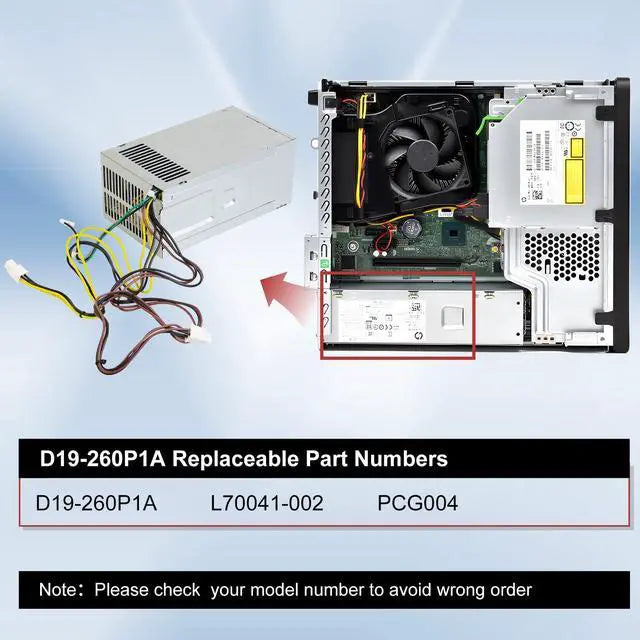 LXun Upgraded D19-260P1A Power Supply 260W Power Supply Replacement L70041-002 PCG004 Compatible with HP prodesk 400 G7 480 G7 600 G6 800 G6 7-Inline Connector + 4-Pin*2