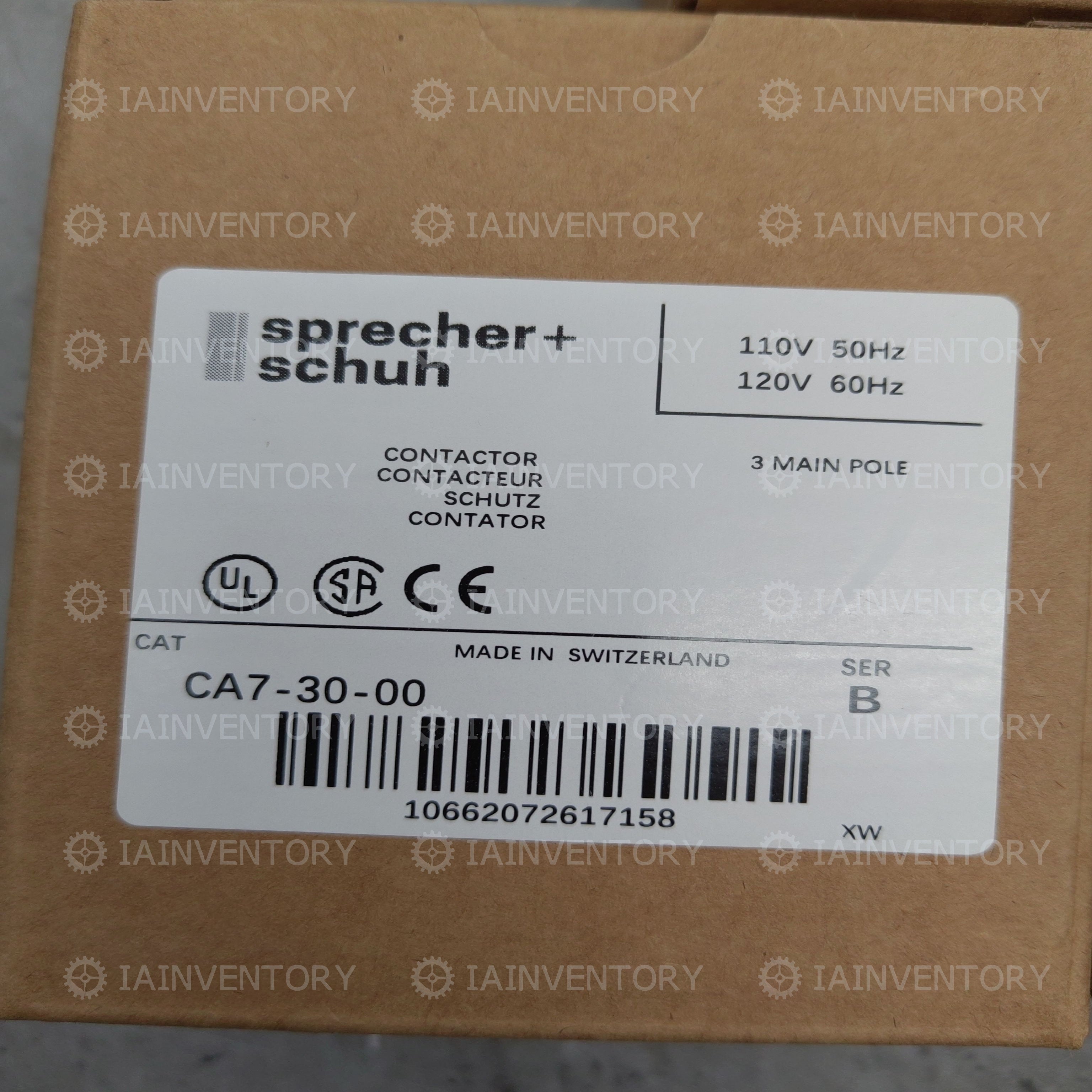 Sprecher + Schuh Contactor CA7-30-00 400/415V50 3 Poles AC-3 15kW at 400V 30A