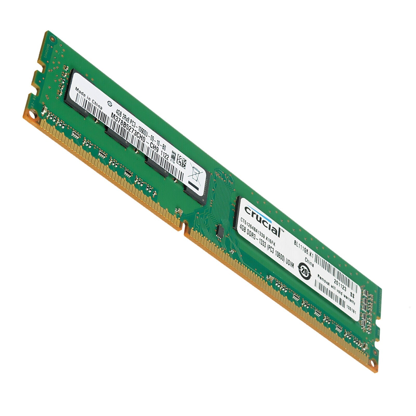 Crucial 4GB PC3-10600U DDR3 1333 Non-ECC Unbuffered - CT51264BA1339.C16FKR / M16FKR / D16FER2 / C16FER2 Server Memory