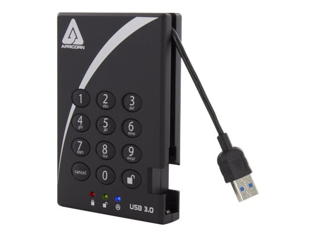 Apricorn 2TB AES-XTS Padlock Secure USB 3.0 256-bit Encrypted External Hard Drive (TAA Compliant