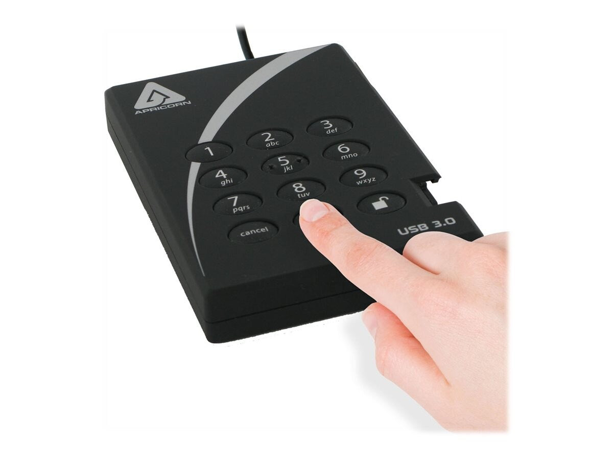 Apricorn 2TB AES-XTS Padlock Secure USB 3.0 256-bit Encrypted External Hard Drive (TAA Compliant