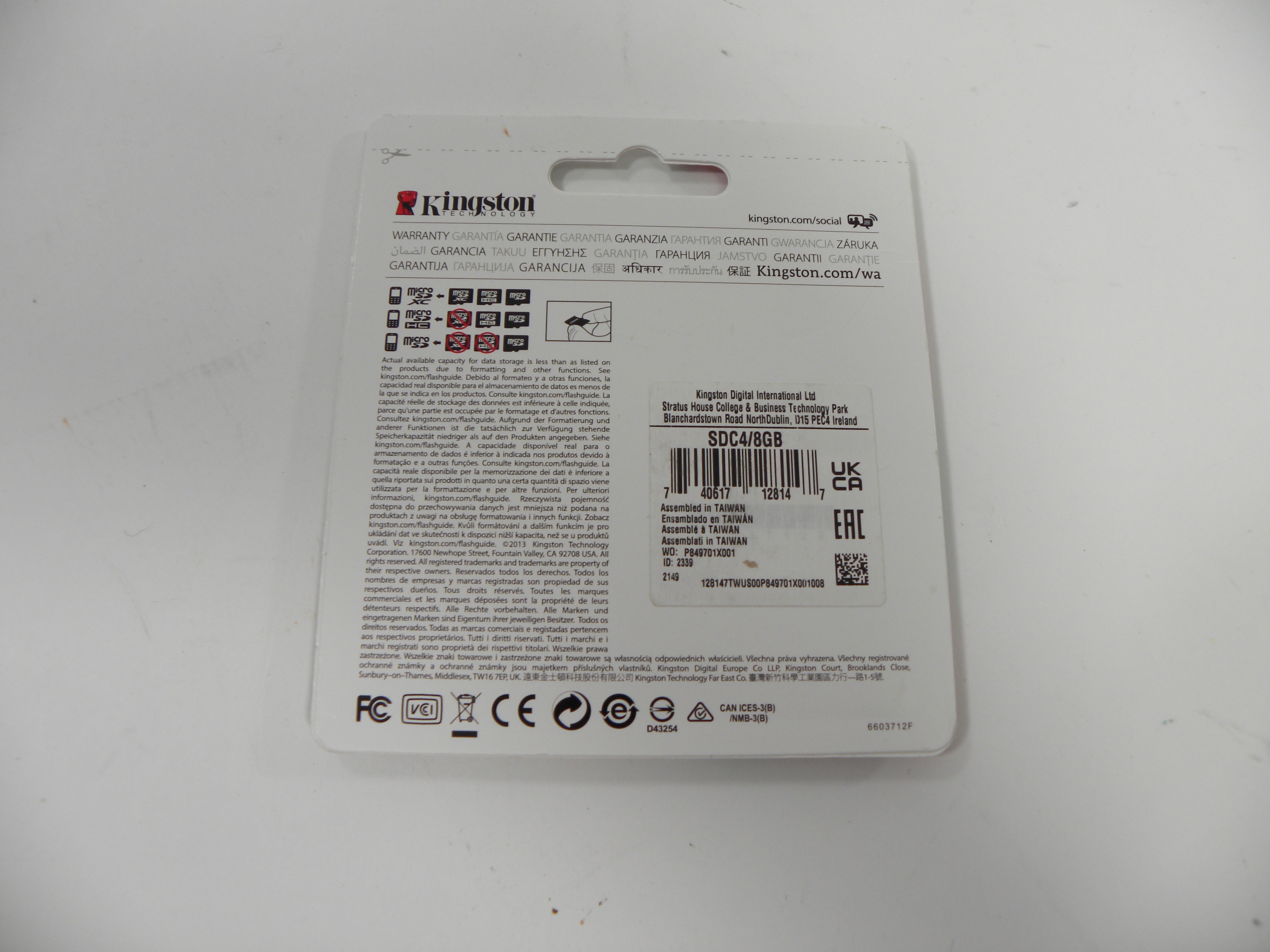 Kingston Technology 8GB Micro  SDHC Class 4 SD Memory card w/adapter