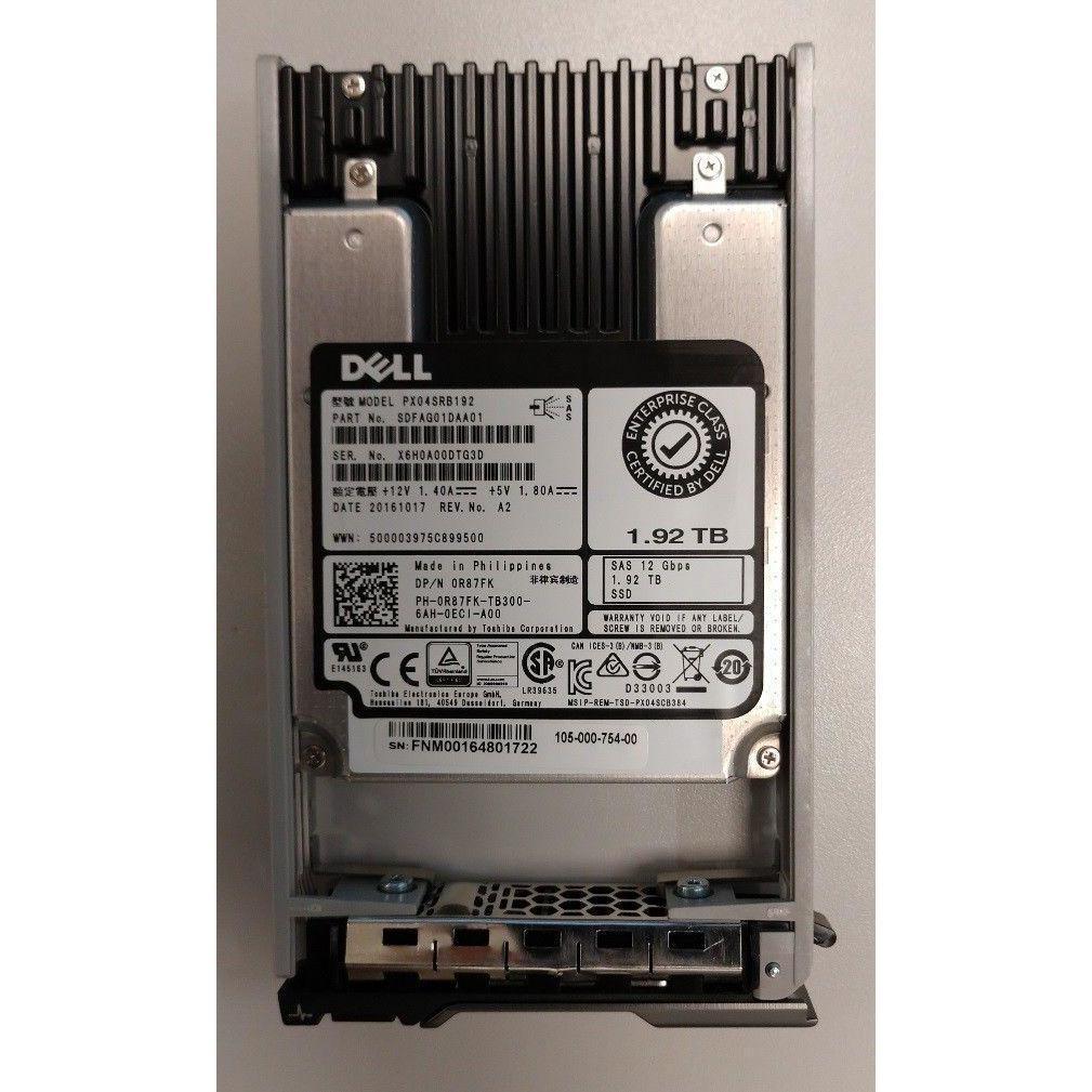 Dell 1.92TB 12Gb/s SAS 2.5in MLC SSD R87FK Toshiba PX04SRB192 Enterprise Drive