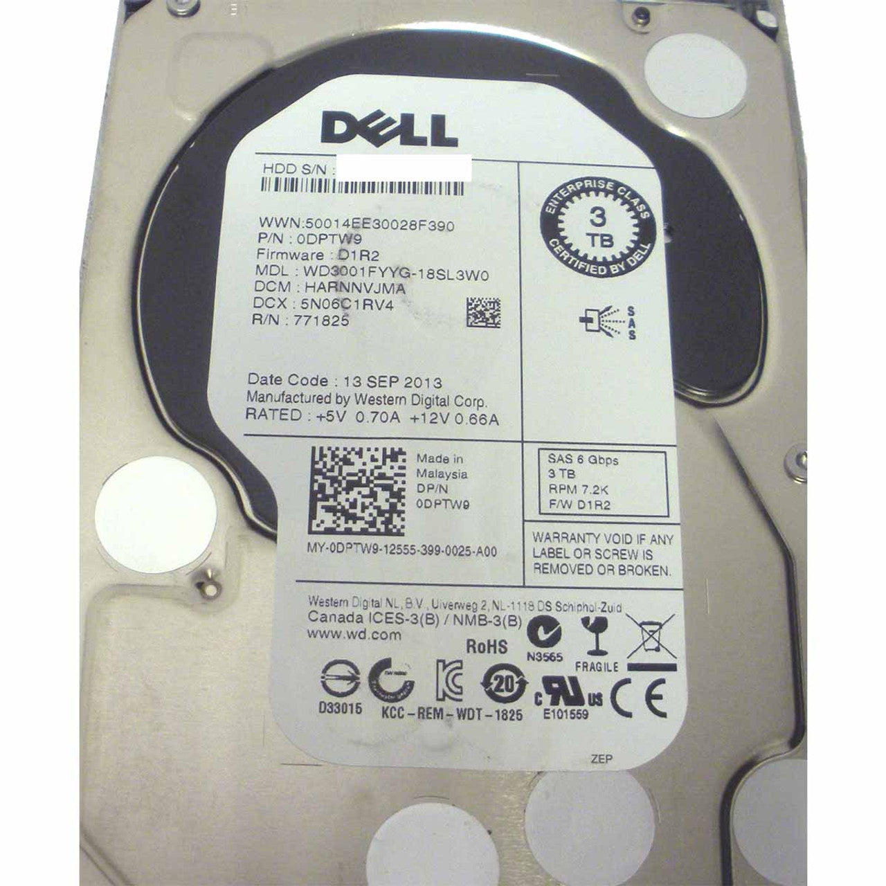 Dell DPTW9 Hard Drive 3TB 7.2K Nearline SAS 3.5in