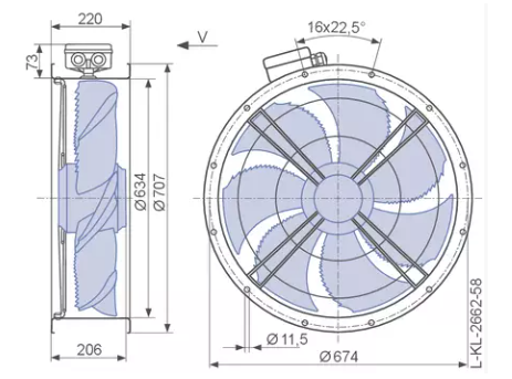FN063-SDF.4I.V7P1 ZIEHL-ABEGG Axial Fan 3~400V 0.62/0.44 kW 1.25/0.72 A