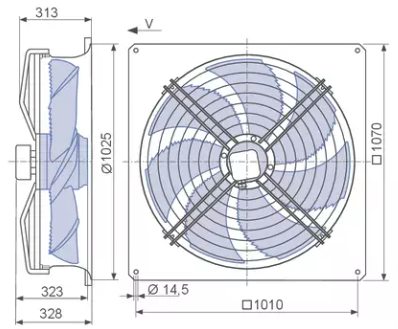 FN091-SDQ.6N.V7P2 ZIEHL-ABEGG Axial Fan 1.95/1.3 kW 4.4/2.3 A 880/720 rpm