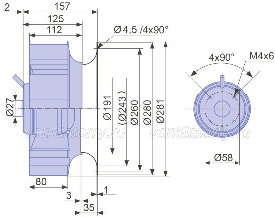 Brand new RH28L-4EP.WC.2R  ZIEHL-ABEGG centrifugal fan 1-230V 50HZ