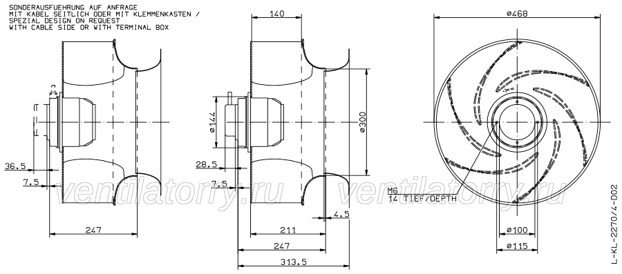 Brand new RH45G-4DK.4I.1R  ZIEHL-ABEGG centrifugal fan 3-400V 50HZ