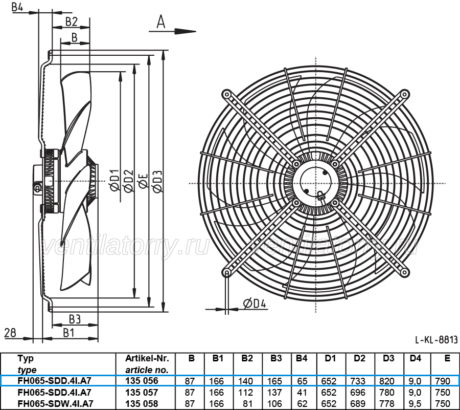 FH056-SDD.4F.A7 ZIEHL-ABEGG Axial Fan