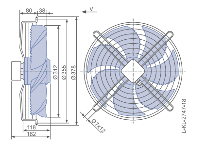 FN031-4EK.0F.V7P2  ZIEHL-ABEGG Axial Fan 0.12kW 230/V 0.62A 1440rpm