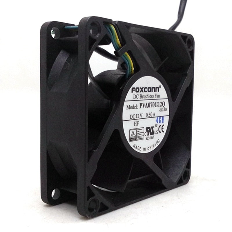 Foxconn PVA070G12Q-P04-AE 70x70x25mm 12V DC 0.50A 4-Wire Axial Cooling Fan