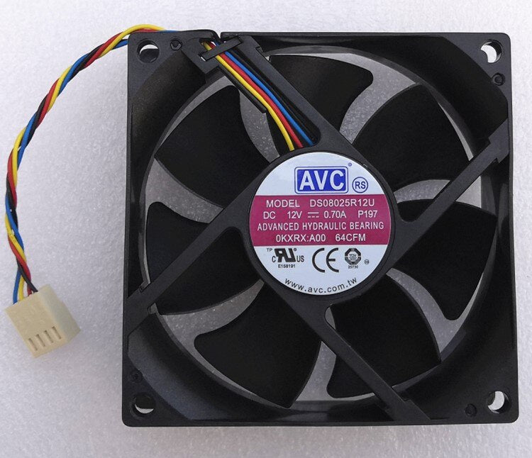 AVC DS08025R12U 80x80x25mm 12V DC 0.70A 4-Wire Axial Cooling Fan