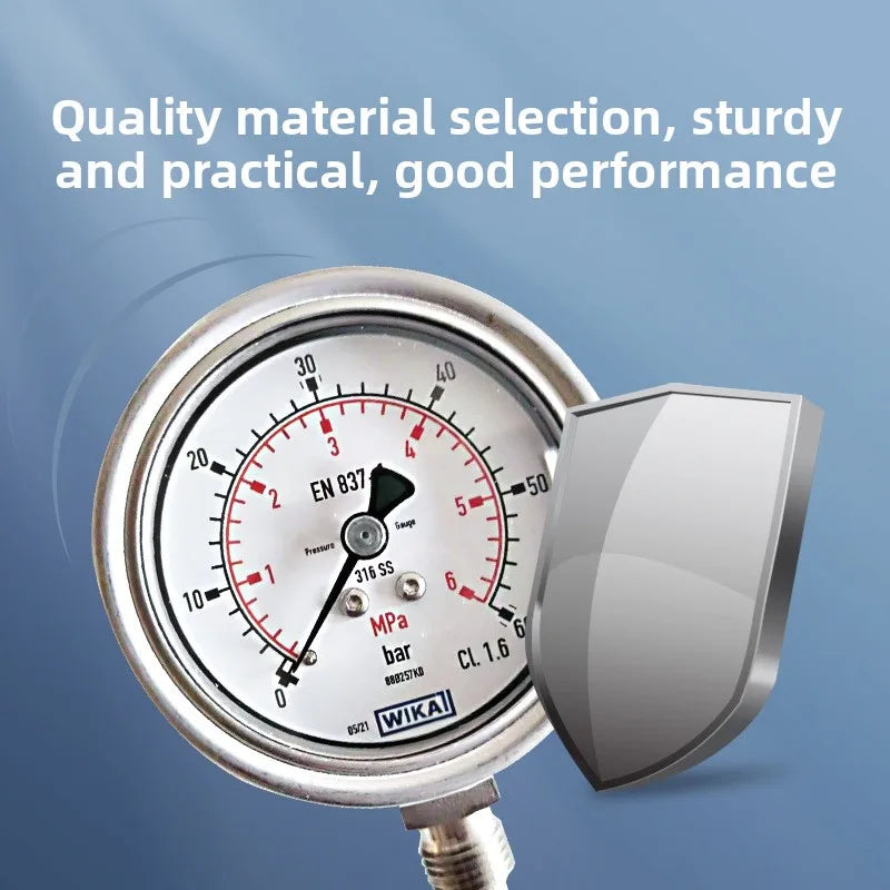 For Wika 233.50 Series All Stainless Steel 100mm Pressure Gauge Bottom Mounting Liquid Application