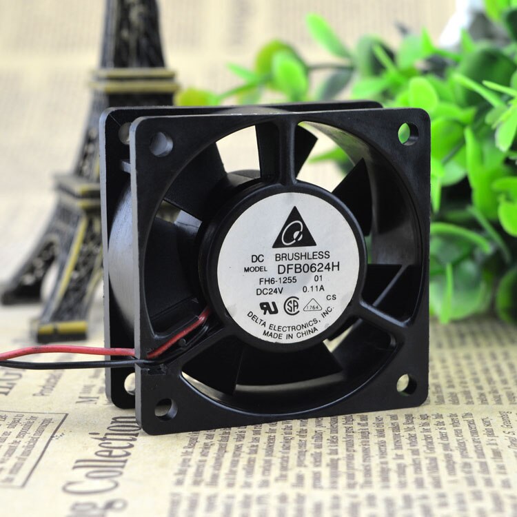 Delta DFB0624H 60x60x25mm 24V DC 0.11A 2-Wire Axial Cooling Fan