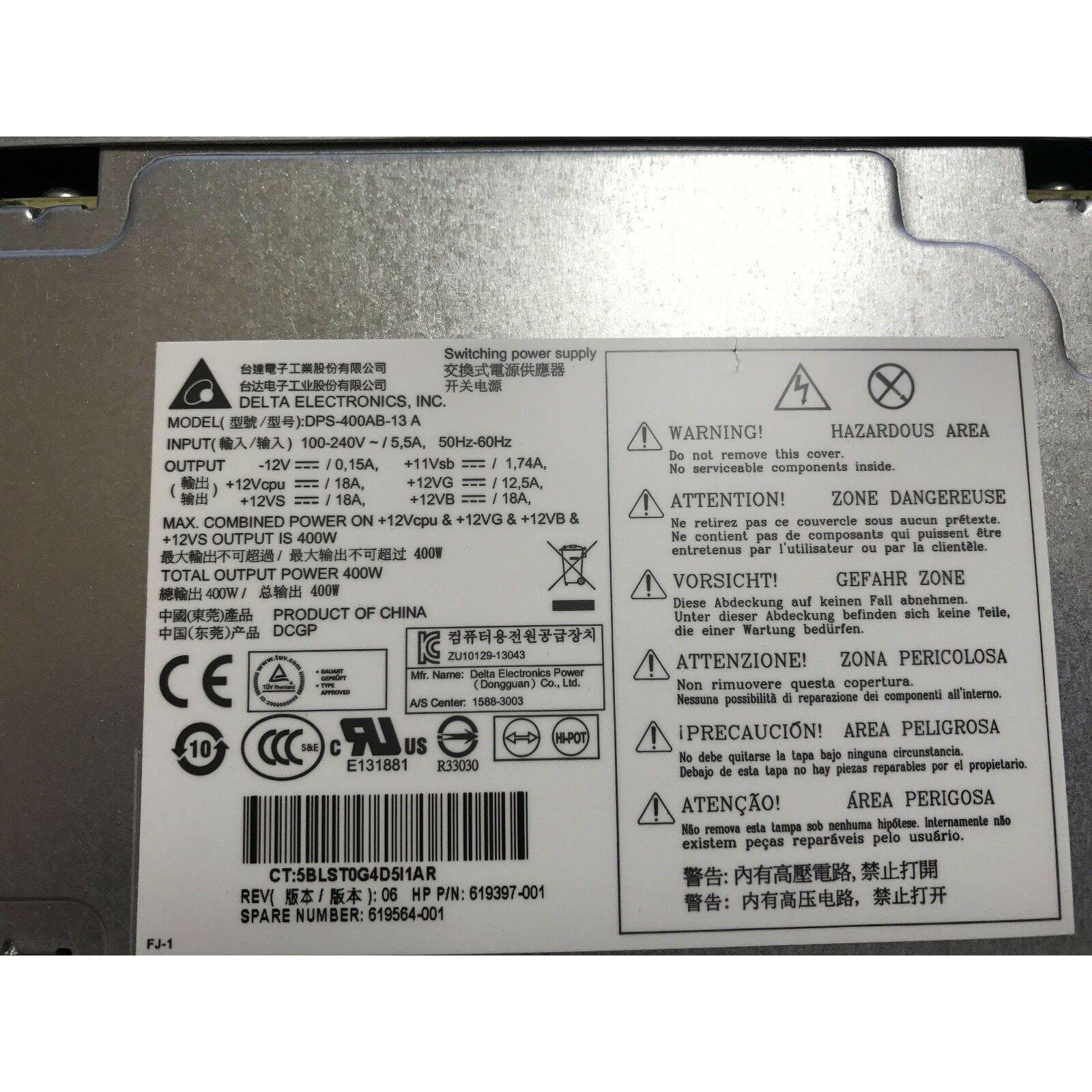 HP Z210 Z220 400W CMT Tower PSU Power Supply DPS-400AB-13A 619397-001 619564-001