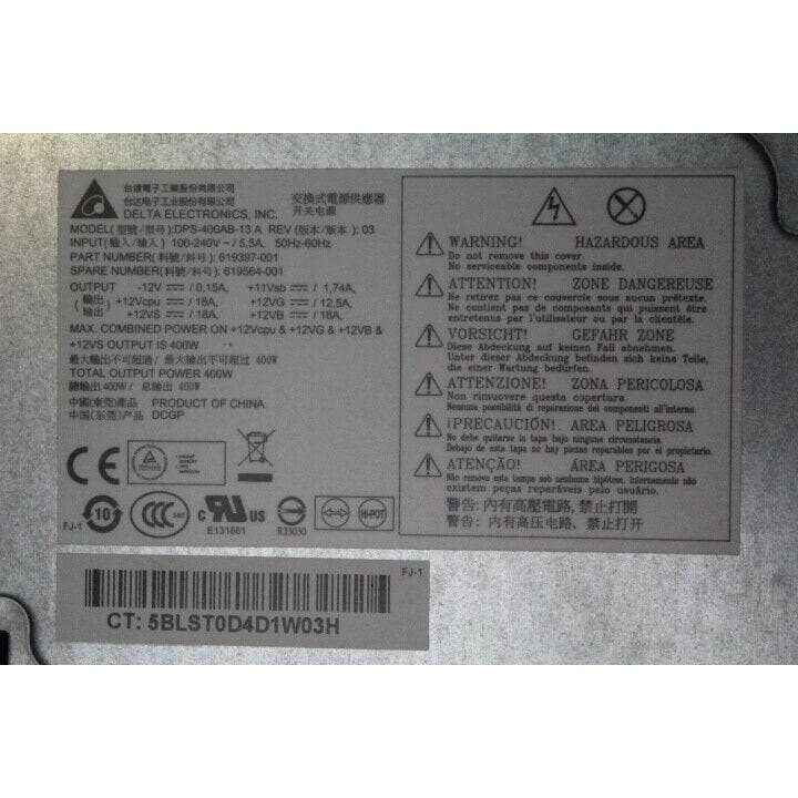 HP Z210 Z220 Workstation 400W Desktop Power Supply PSU 619397-001