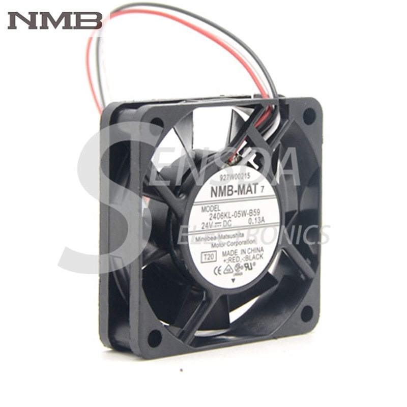 NMB 2406KL-05W-B59 60x60x15mm 24V DC 0.13A 3-Wire Axial Cooling Fan