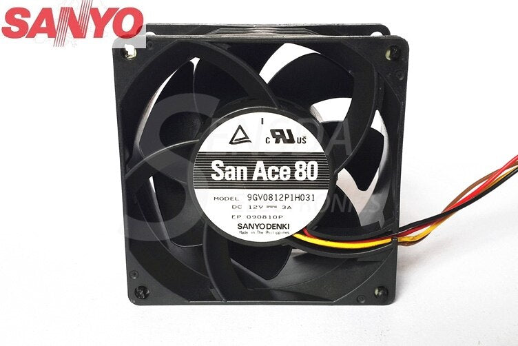 Sanyo Denki 9GV0812P1H031 80x80x38mm 12V DC 3A Axial Cooling Fan