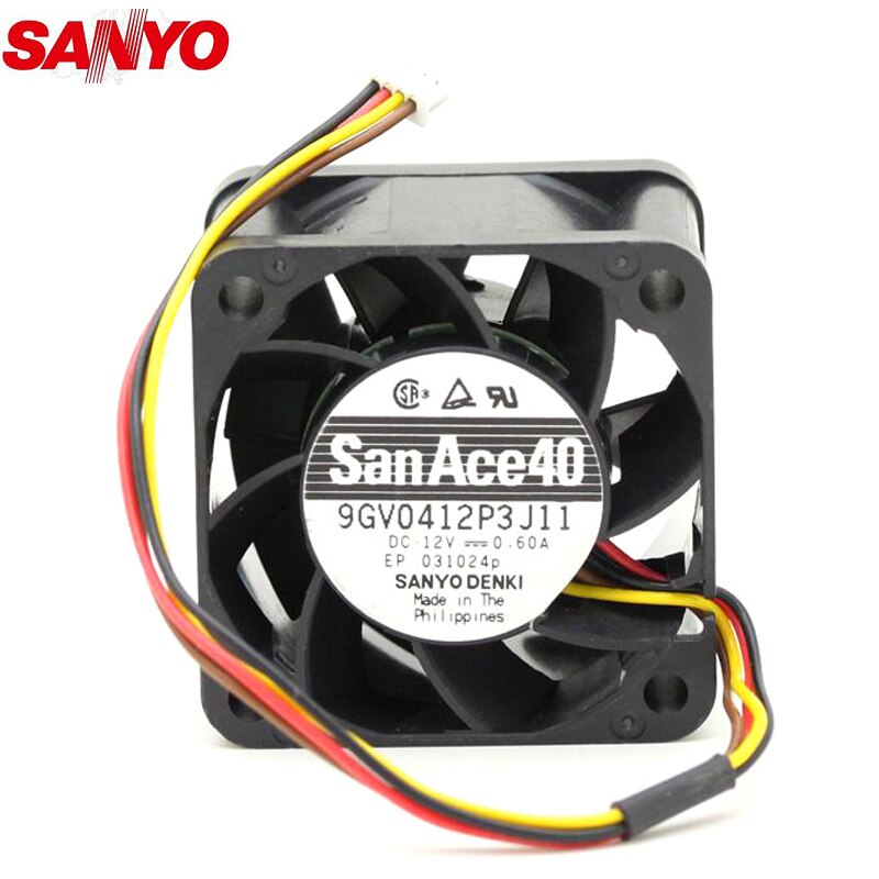 Sanyo Denki 9GV0412P3J11 40x40x28mm 0.60A Axial Cooling Fan