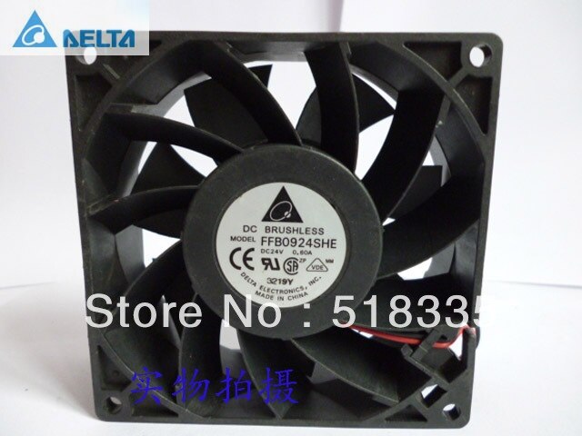 Delta FFB0924SHE 92x92x38mm 24V DC 0.60A 2-Wire Axial Cooling Fan