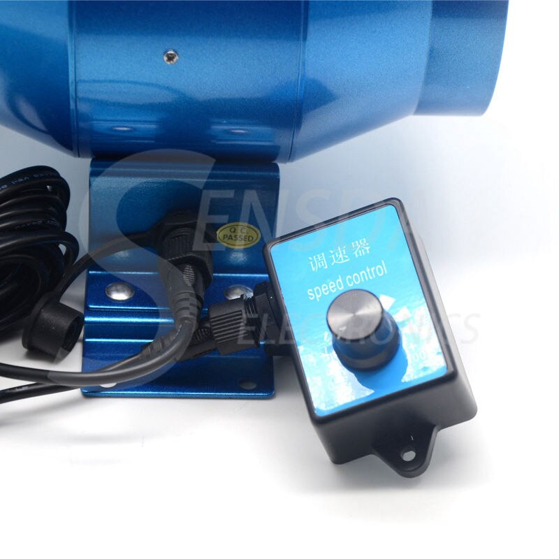 100mm Ducted Fan 4" 100mm Duct Inline Fan w/ Speed Controller 100-264VAC 160CFM IP44 Metal Frame