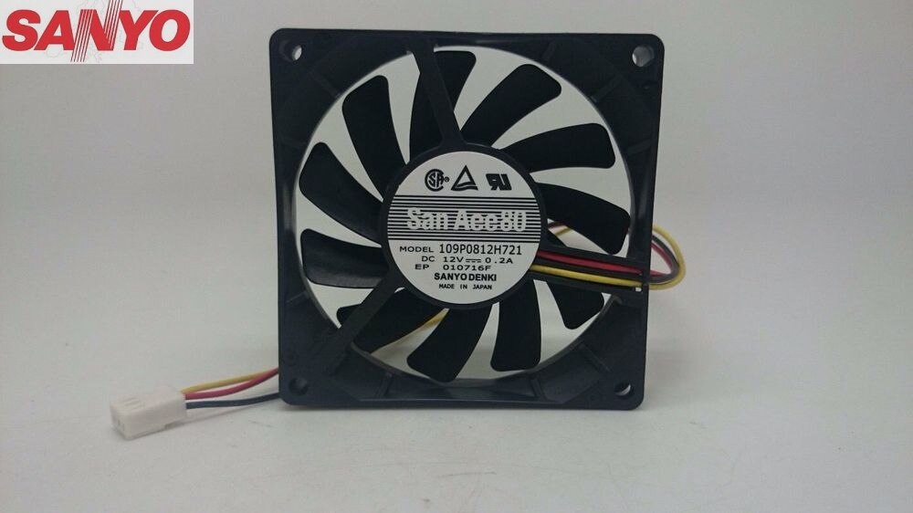 Sanyo Denki 109P0812H721 80x80x15mm 12V DC 0.2A Axial Cooling Fan