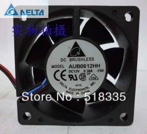 Delta AUB0612HH 60x60x25mm 12V DC 0.36A 3-Wire Axial Cooling Fan