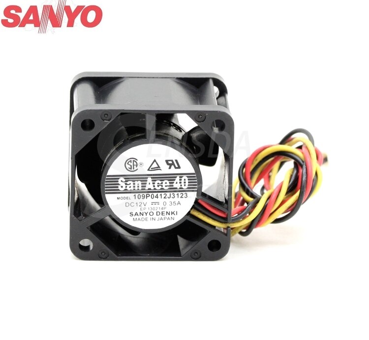 Sanyo Denki 109P0412J3123 40x40x28mm 12V DC 0.35A Axial Cooling Fan