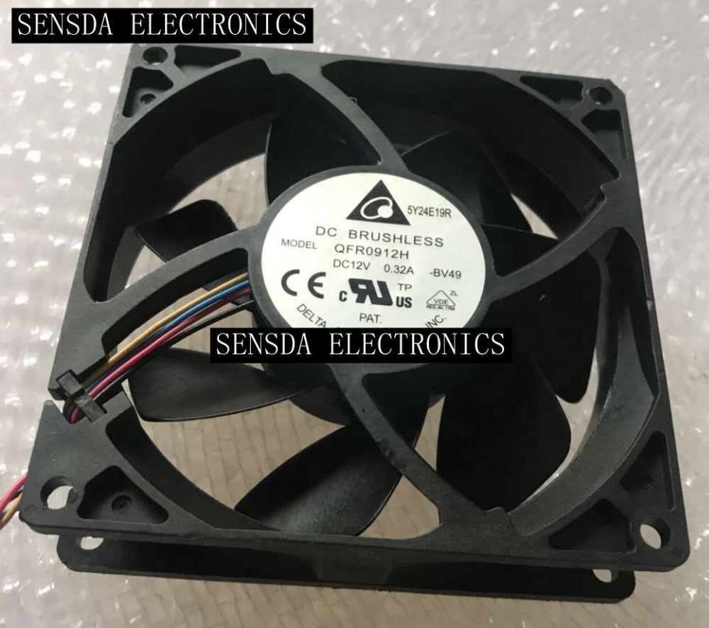 Delta QFR0912H 92x92x25mm 12V DC 0.32A 4-Wire Axial Cooling Fan