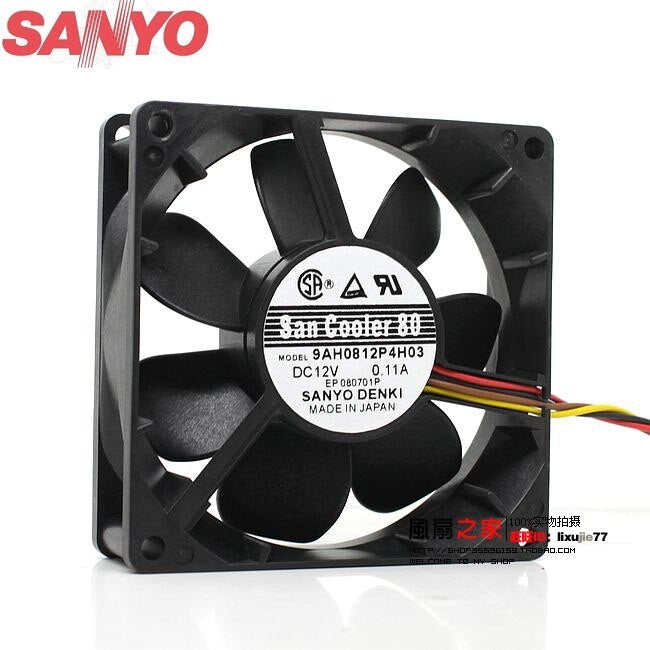 Sanyo Denki 9AH0812P4H03 80x80x25mm 12V DC 0.11A Axial Cooling Fan