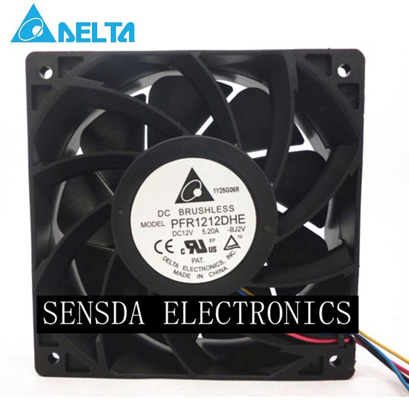 Delta PFR1212DHE-SP00 120x120x38mm 12V DC 3.70A 4-Wire PWM Axial Cooling Fan