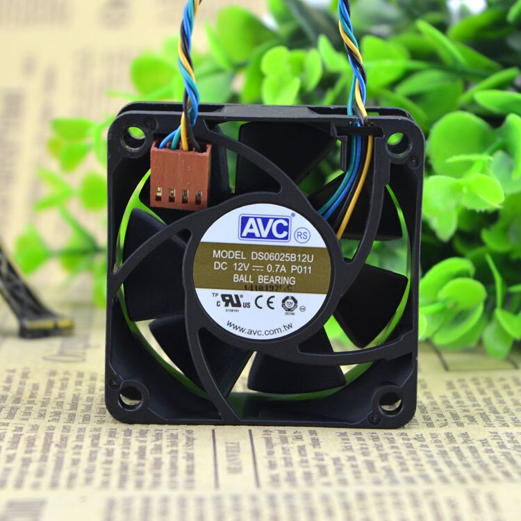 AVC DS06025B12U 60x60x25mm 12V DC 0.70A 4-Wire PWM DC Axial Fan