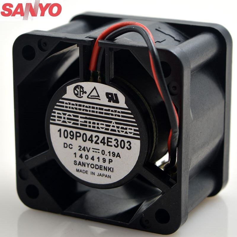 Sanyo Denki 109P0424E303 40x40x28mm 24V DC 0.19A Axial Cooling Fan
