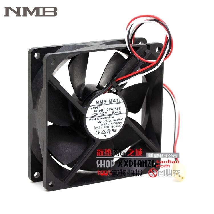 NMB 3610KL-04W-B59 90x90x25mm 12V DC 0.43A Axial Cooling Fan