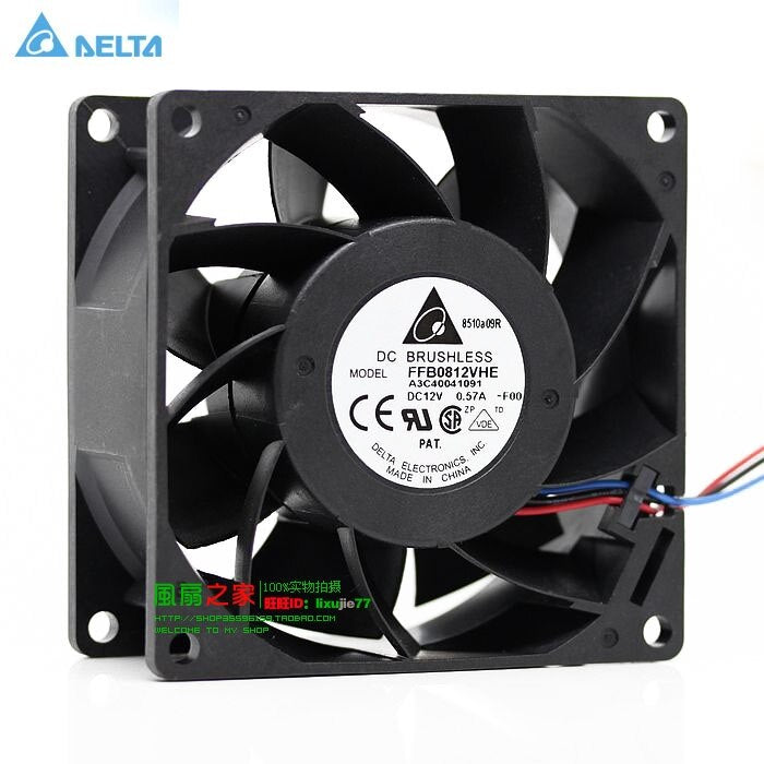 Delta FFB0812VHE 80x80x38mm 12V DC 0.57A Axial Cooling Fan