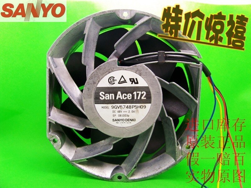 Sanyo Denki 9GV5748P5H09 172x150x51mm 48V DC 2.0A Axial Cooling Fan
