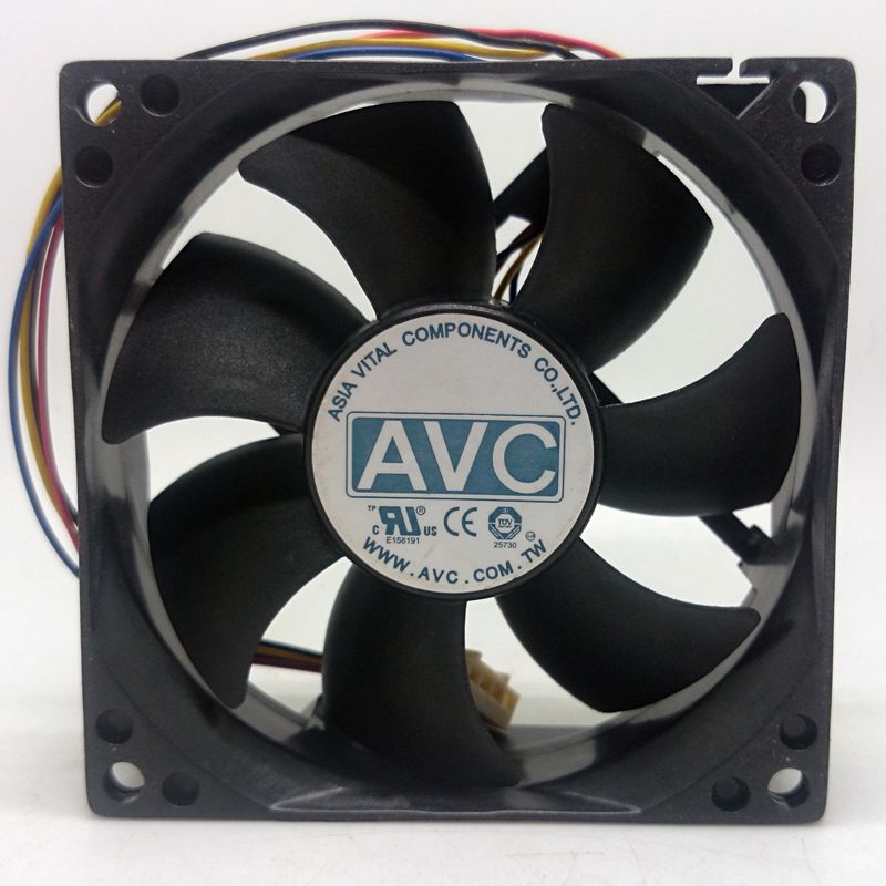AVC DS08025T12HP028 80x80x25mm 12V DC 0.3A 4-Wire Axial Cooling Fan