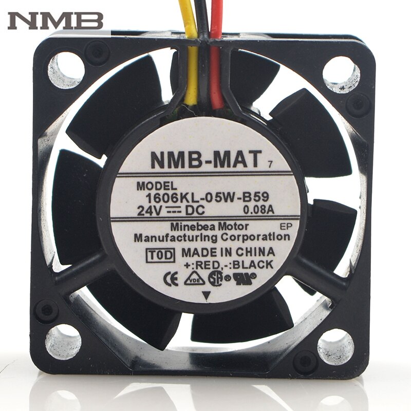 NMB 1606KL-05W-B59 40x40x15mm 24V DC 0.08A 3-Wire Axial Cooling Fan