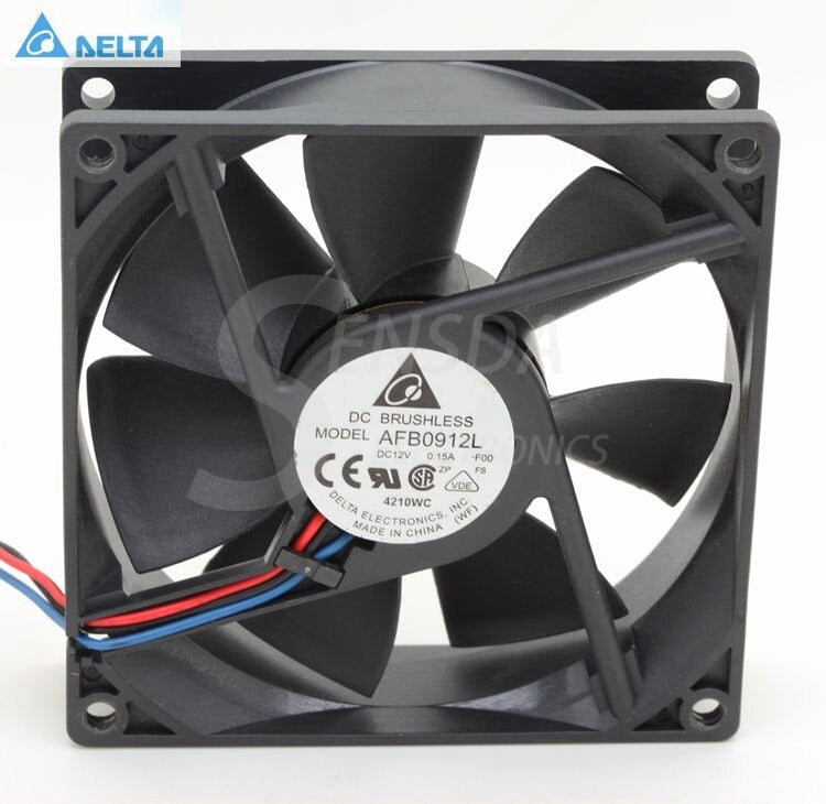 Delta AFB0912L 92x92x25mm 12V DC 0.15A 3-Wire Axial Cooling Fan