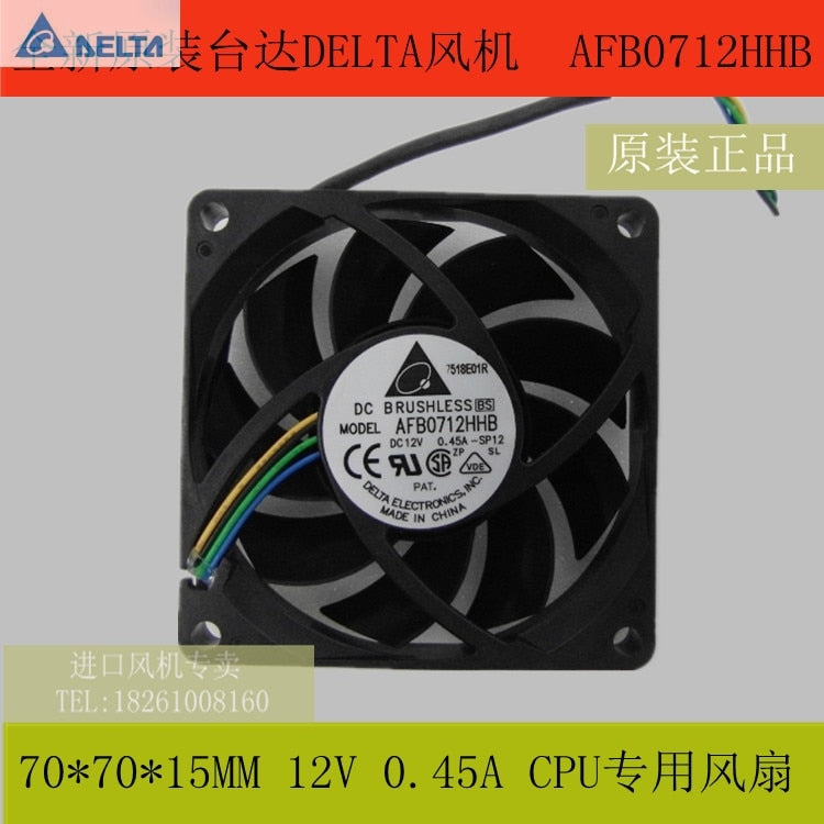 Delta AFB0712HHB 70x70x15mm 12V DC 0.26A Axial Cooling Fan
