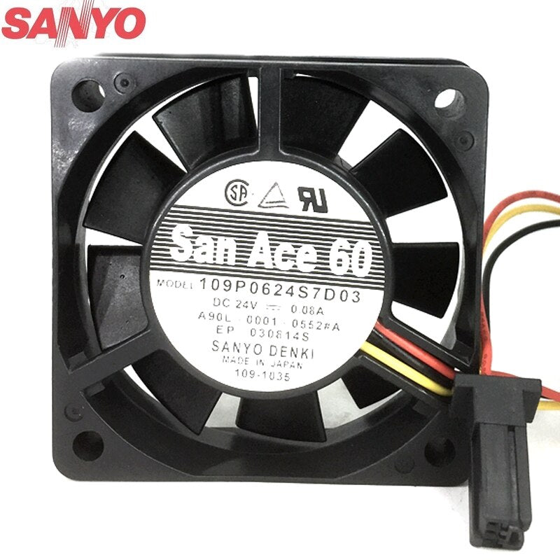 Sanyo Denki 109P0624S7D03 60x60x15mm 24V DC 03 A Axial Cooling Fan