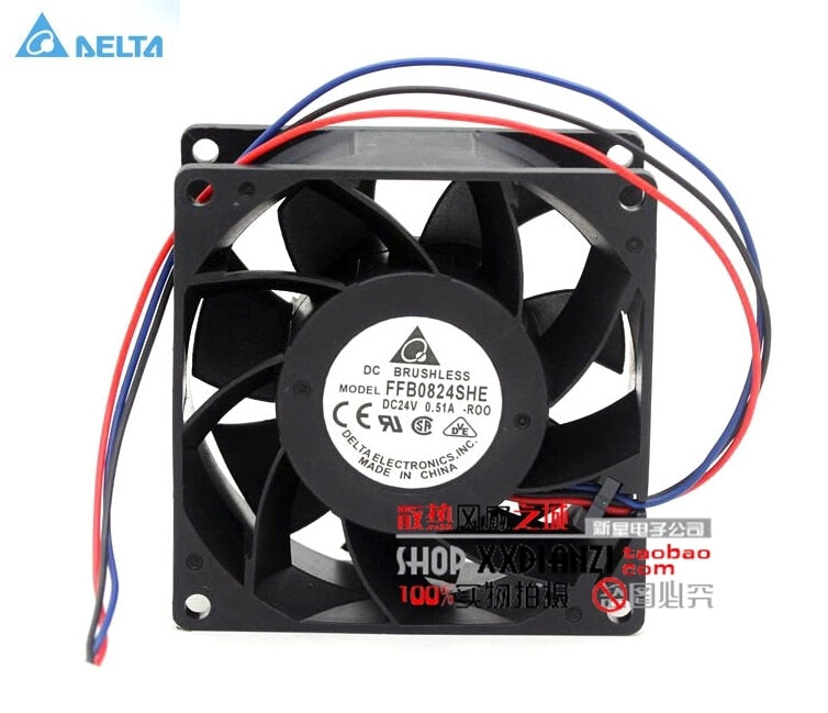 Delta FFB0824SHE 80x80x38mm 24V DC 0.51A Axial Cooling Fan