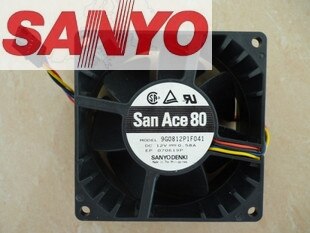 Sanyo Denki 9G0812P1F041 80x80x38mm 12V DC 0.58A Axial Cooling Fan