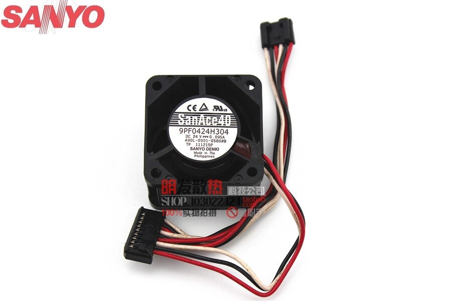 Sanyo Denki 9PF0424H304 40x40x28mm 24V DC 0.095A 3-Wire Axial Cooling Fan