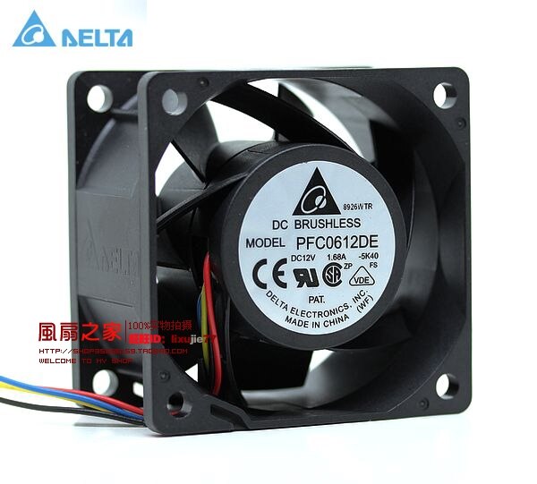 Delta PFC0612DE-F00 60x60x38mm 12V DC 1.40A 4-Wire PWM Axial Cooling Fan