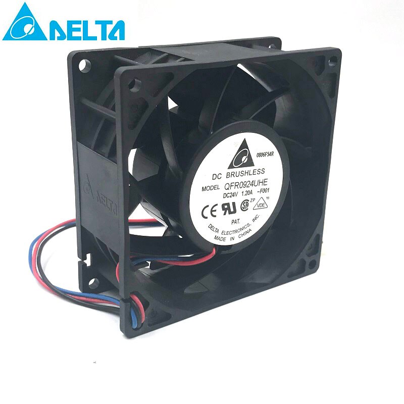Delta QFR0924UHE 92x92x38mm 24V DC 0.80A 3-Wire Axial Cooling Fan