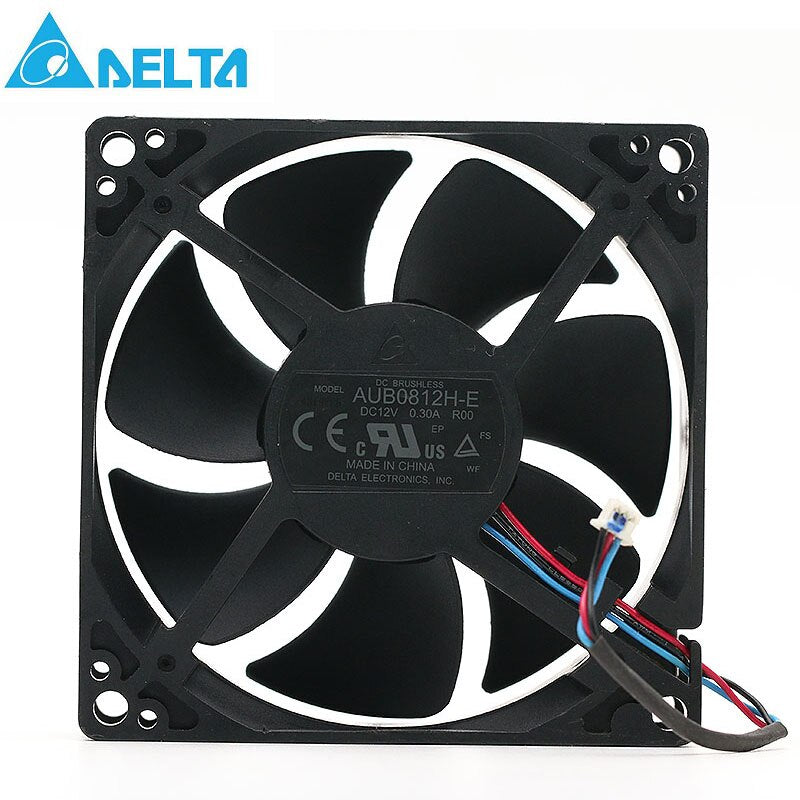 Delta AUB0812H-E 80x80x25.4mm 12V DC 0.3A 3-Wire Axial Cooling Fan